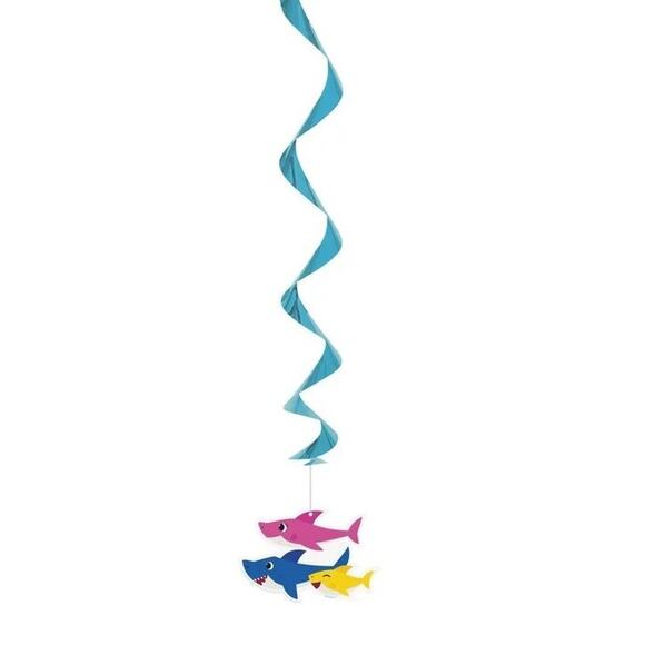 Baby Shark Hanging Swirl Decorations – Party Streamers – 3-PK - Picture 4 of 5